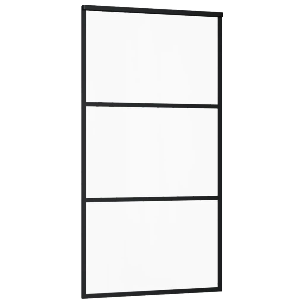 Porte coulissante Verre ESG et aluminium 102x205 cm Noir