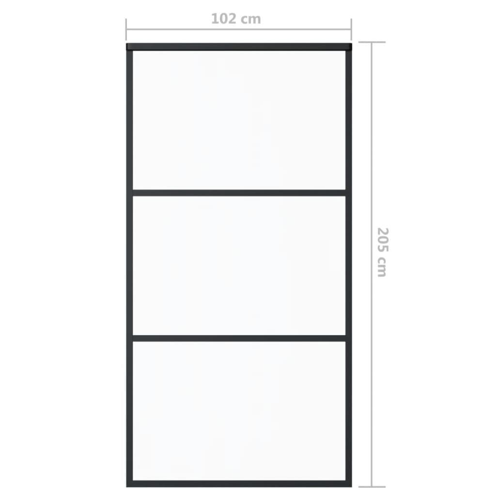 Porte coulissante Verre ESG et aluminium 102x205 cm Noir