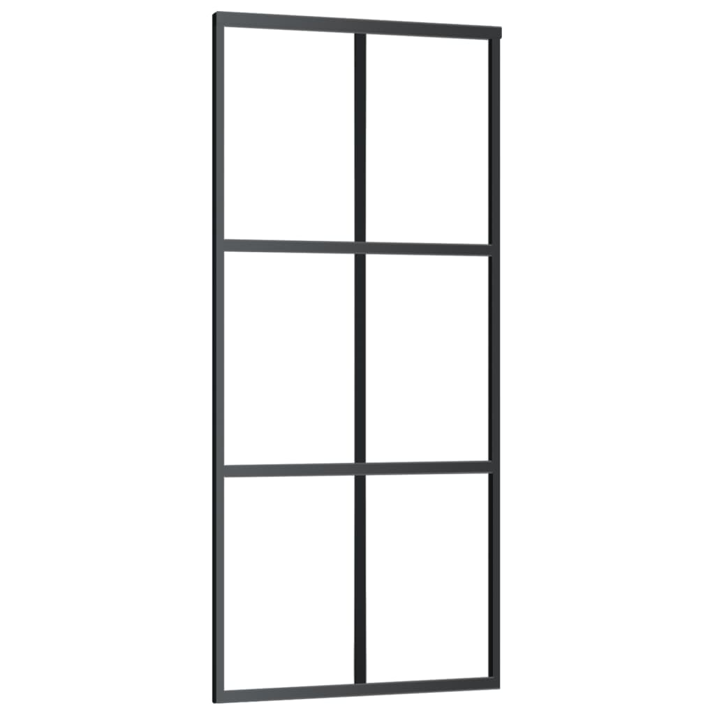 Sliding door ESG glass and aluminum 90x205 cm Black