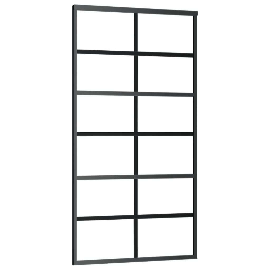 Porte coulissante Verre ESG et aluminium 102x205 cm Noir