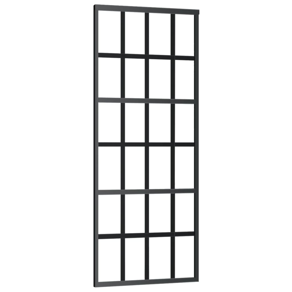 Porte coulissante Verre ESG et aluminium 76x205 cm Noir