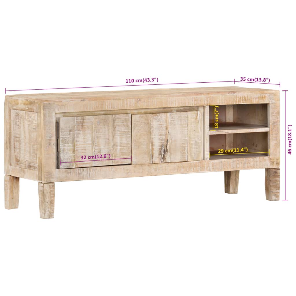 Meuble TV 110x35x46 cm bois massif de manguier