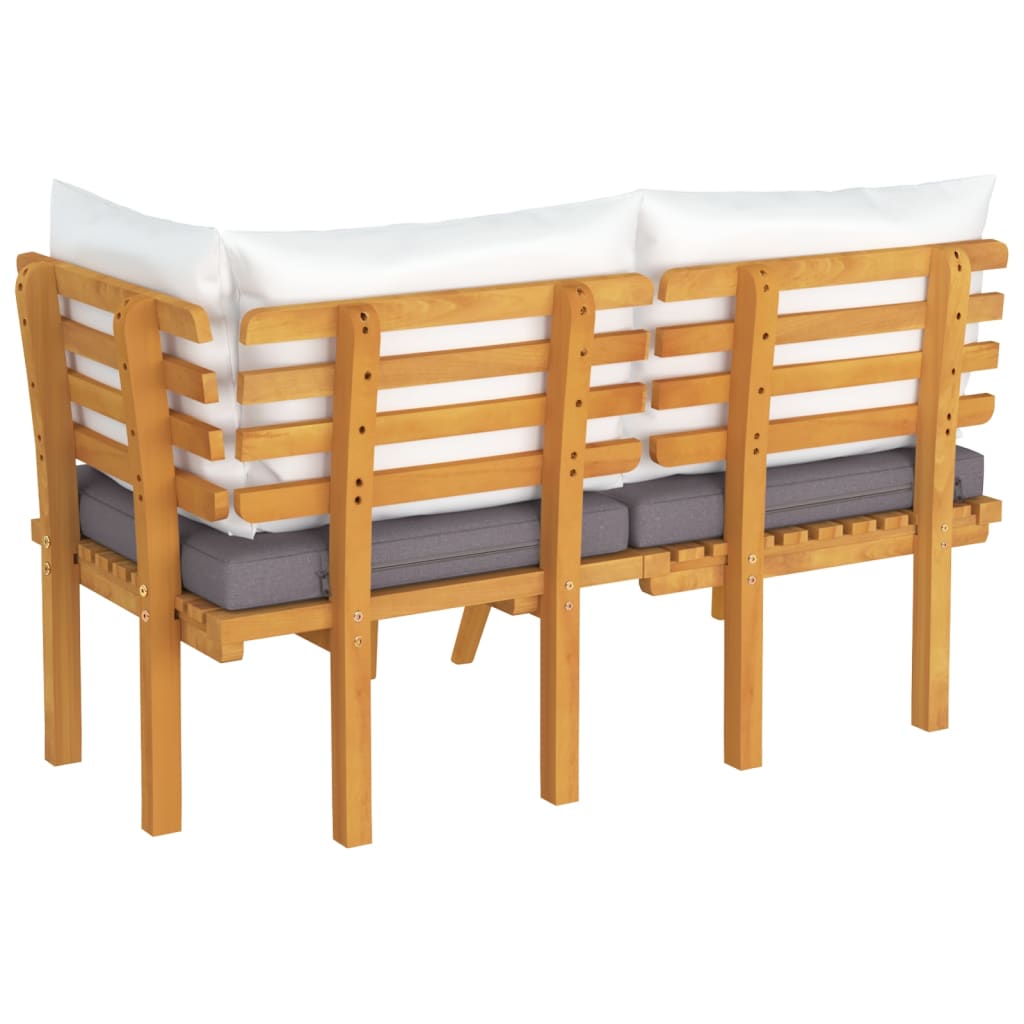 Salon de jardin 2 pcs avec coussins Bois d'acacia solide