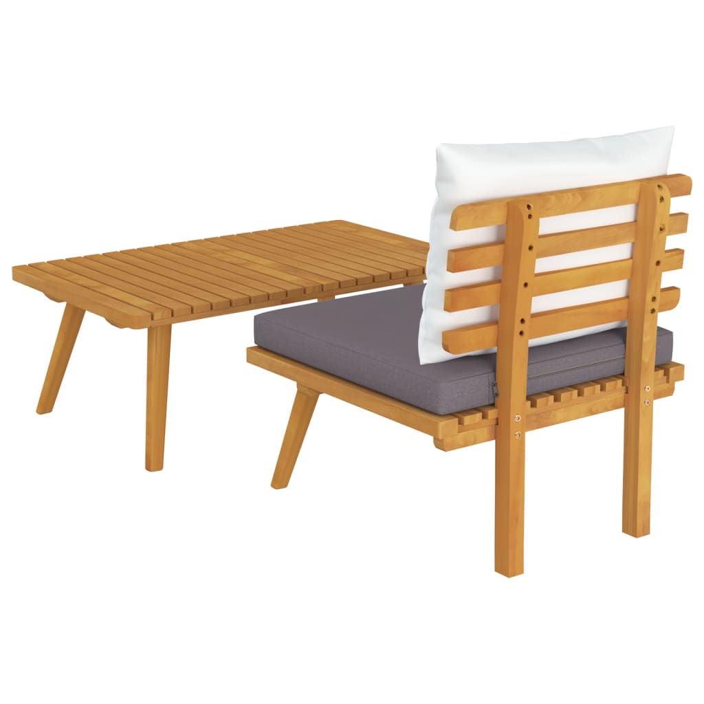 Salon de jardin 2 pcs avec coussins Bois d'acacia solide