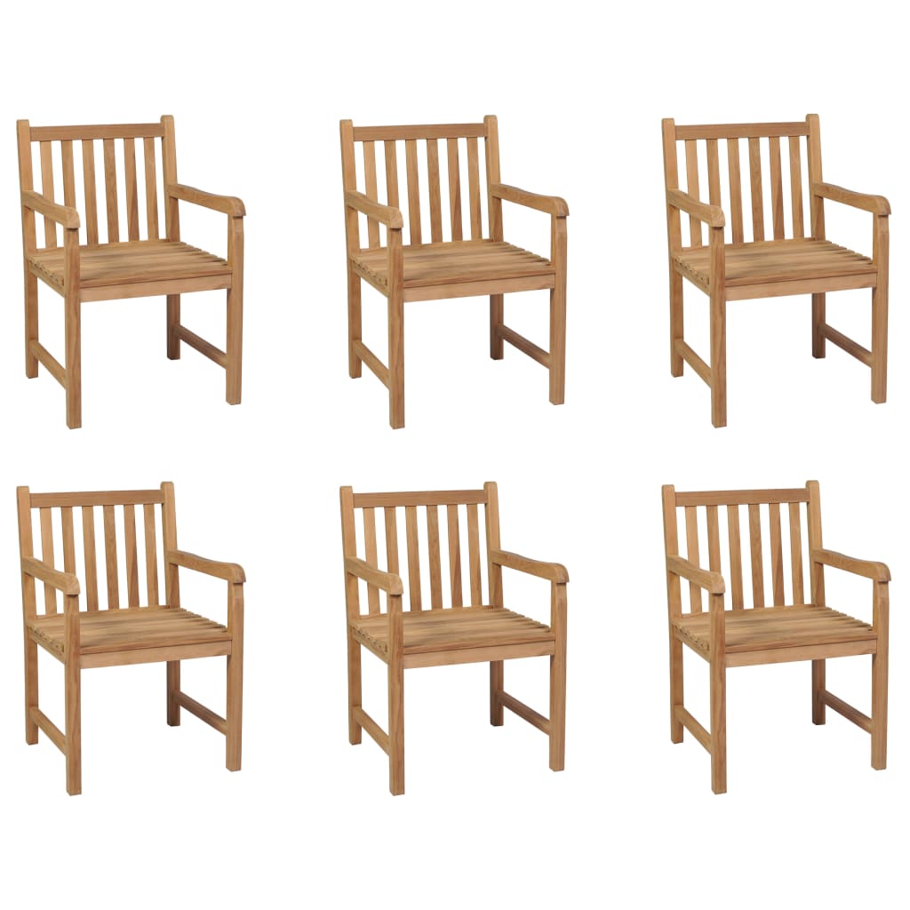 Chaises d'extérieur lot de 6 Bois de teck solide