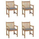 Chaises de jardin lot de 4 et coussins gris Bois de teck solide