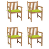 Chaises de jardin lot de 4 avec coussins vert vif Bois de teck