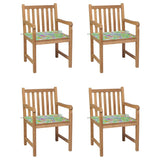 Chaises de jardin lot de 4 avec coussins motif feuilles Teck