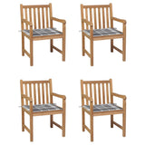 Chaises de jardin lot de 4 coussins à carreaux gris Teck solide