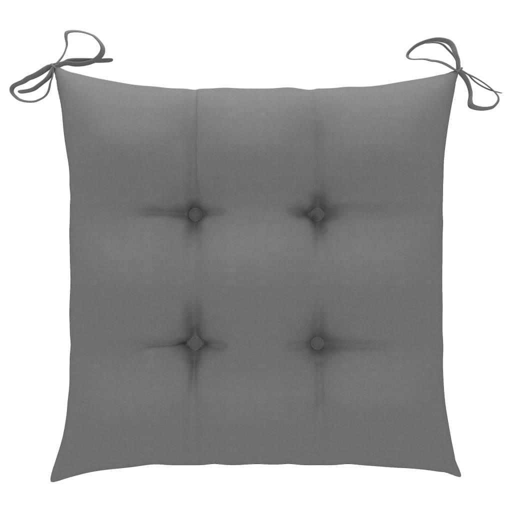 Chaises de jardin lot de 4 et coussins gris Bois de teck solide