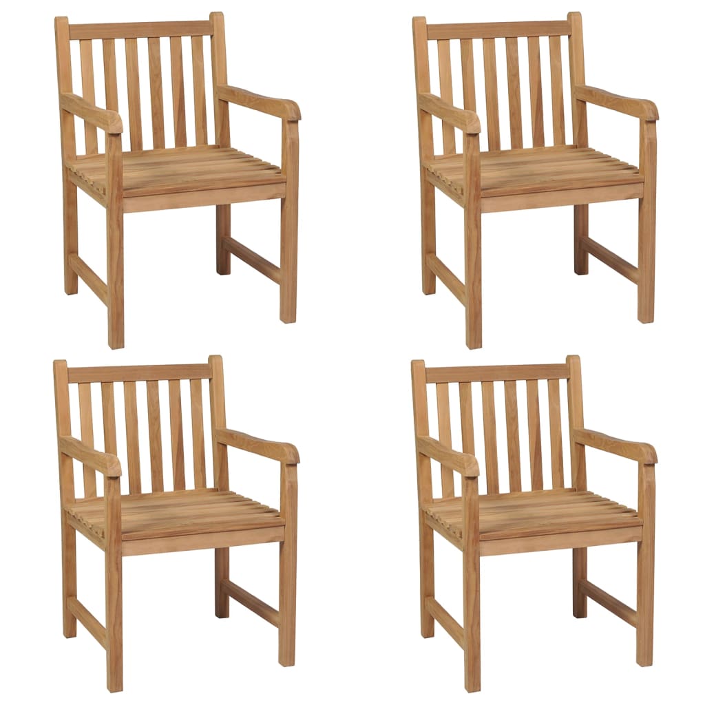 Chaises de jardin lot de 4 et coussins blanc crème Teck solide