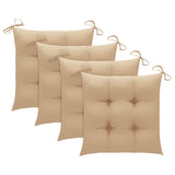 Chaises de jardin lot de 4 et coussins beige bois teck solide