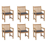 Chaises de jardin lot de 6 et coussins anthracite Bois de teck