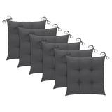 Chaises de jardin lot de 6 avec coussins anthracite Teck solide