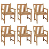 Chaises de jardin lot de 6 et coussins gris Bois de teck solide