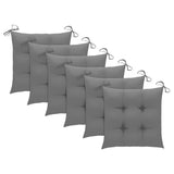 Chaises de jardin lot de 6 et coussins gris Bois de teck solide