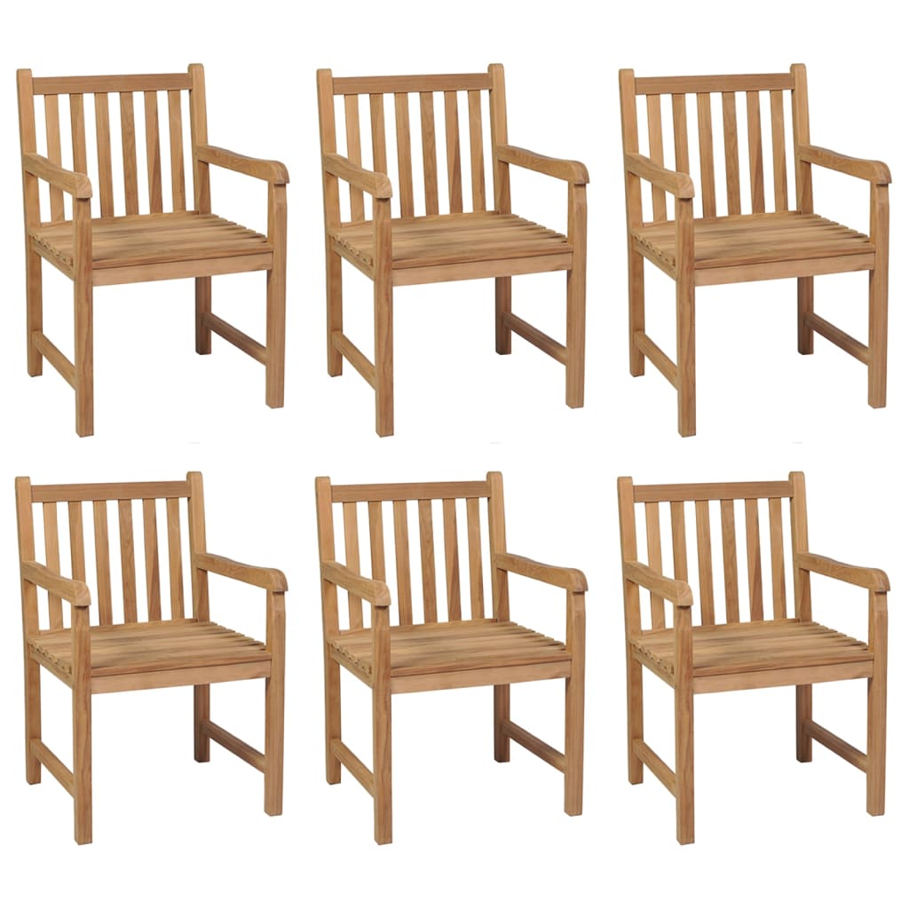 Chaises de jardin lot de 6 et coussins beige bois teck solide