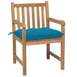 Chaises de jardin lot de 6 avec coussins bleu clair Teck solide