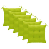 Chaises de jardin lot de 6 avec coussins vert vif Teck solide