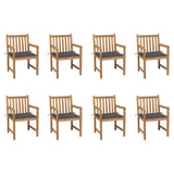 Chaises de jardin lot de 8 avec coussins anthracite Bois teck