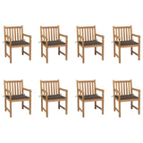 Chaises de jardin lot de 8 avec coussins taupe Bois teck massif