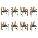 Chaises de jardin lot de 8 avec coussins bleu royal Bois teck