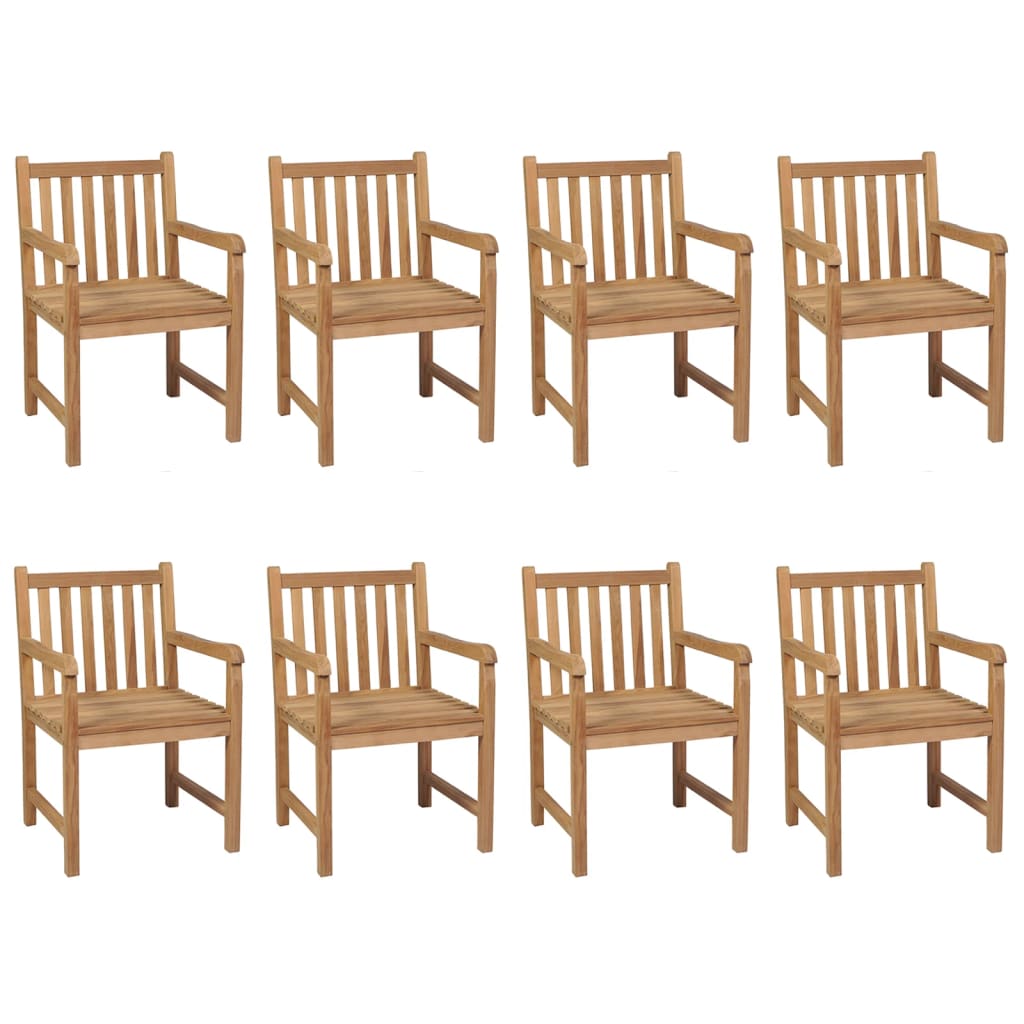 Chaises de jardin lot de 8 avec coussins beige Bois teck solide