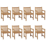 Chaises de jardin lot de 8 avec coussins beige Bois teck solide