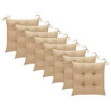 Chaises de jardin lot de 8 avec coussins beige Bois teck solide