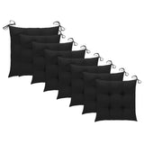 Chaises de jardin lot de 8 avec coussins noir Bois teck solide