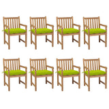 Chaises de jardin lot de 8 avec coussins vert vif Teck solide