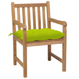 Chaises de jardin lot de 8 avec coussins vert vif Teck solide