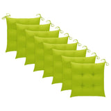 Chaises de jardin lot de 8 avec coussins vert vif Teck solide