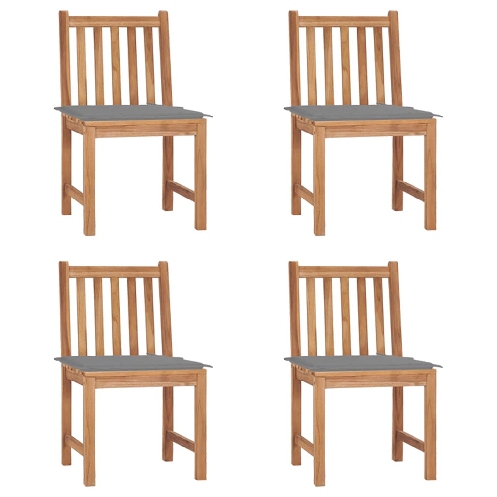 Chaises de jardin lot de 4 avec coussins Bois de teck massif