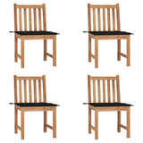 Chaises de jardin lot de 4 avec coussins Bois de teck massif