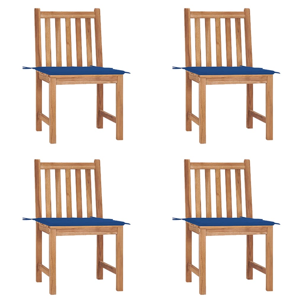 Chaises de jardin lot de 4 avec coussins Bois de teck massif