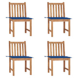 Chaises de jardin lot de 4 avec coussins Bois de teck massif