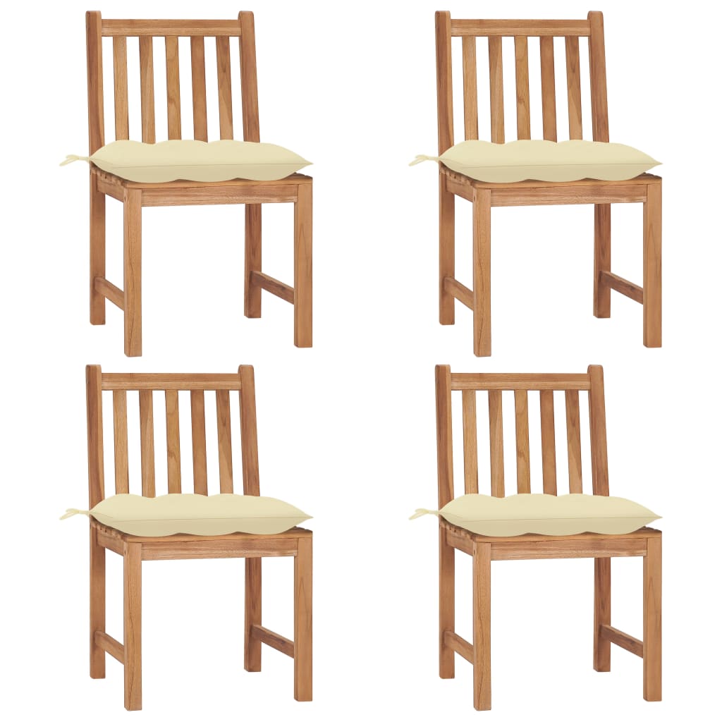 Garden chairs set of 4 with cushions Solid teak wood