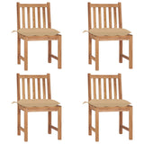 Chaises de jardin lot de 4 avec coussins Bois de teck massif