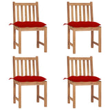 Chaises de jardin lot de 4 avec coussins Bois de teck massif