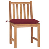 Chaises de jardin lot de 4 avec coussins Bois de teck massif