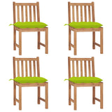 Chaises de jardin lot de 4 avec coussins Bois de teck massif