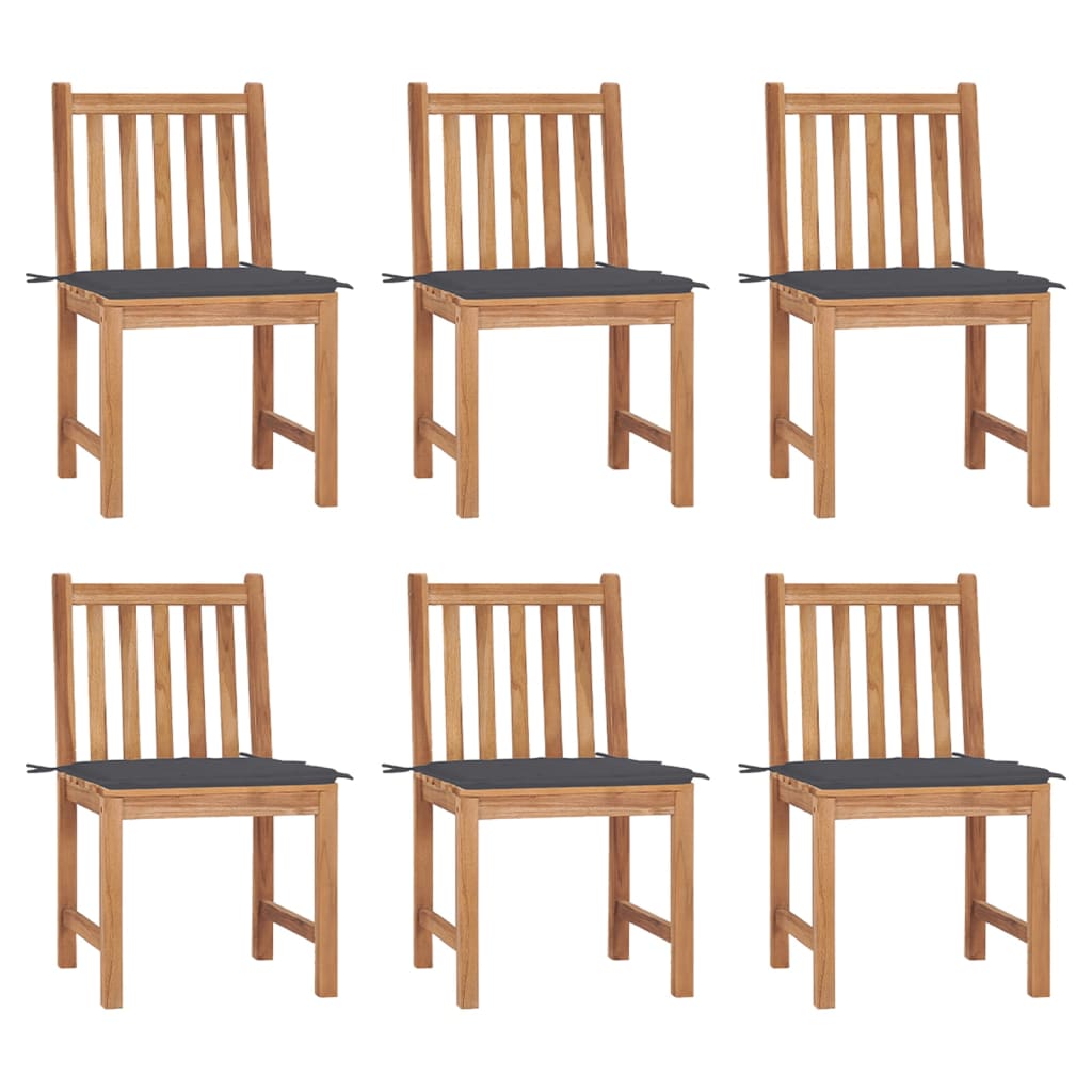 Chaises de jardin lot de 6 avec coussins Bois de teck massif