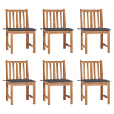 Chaises de jardin lot de 6 avec coussins Bois de teck massif