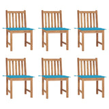 Chaises de jardin lot de 6 avec coussins Bois de teck massif