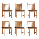 Chaises de jardin lot de 6 avec coussins Bois de teck massif