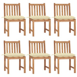 Chaises de jardin lot de 6 avec coussins Bois de teck massif