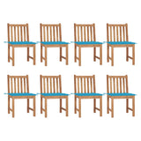 Chaises de jardin lot de 8 avec coussins Bois de teck massif