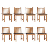 Chaises de jardin lot de 8 avec coussins Bois de teck massif