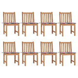 Chaises de jardin lot de 8 avec coussins Bois de teck massif